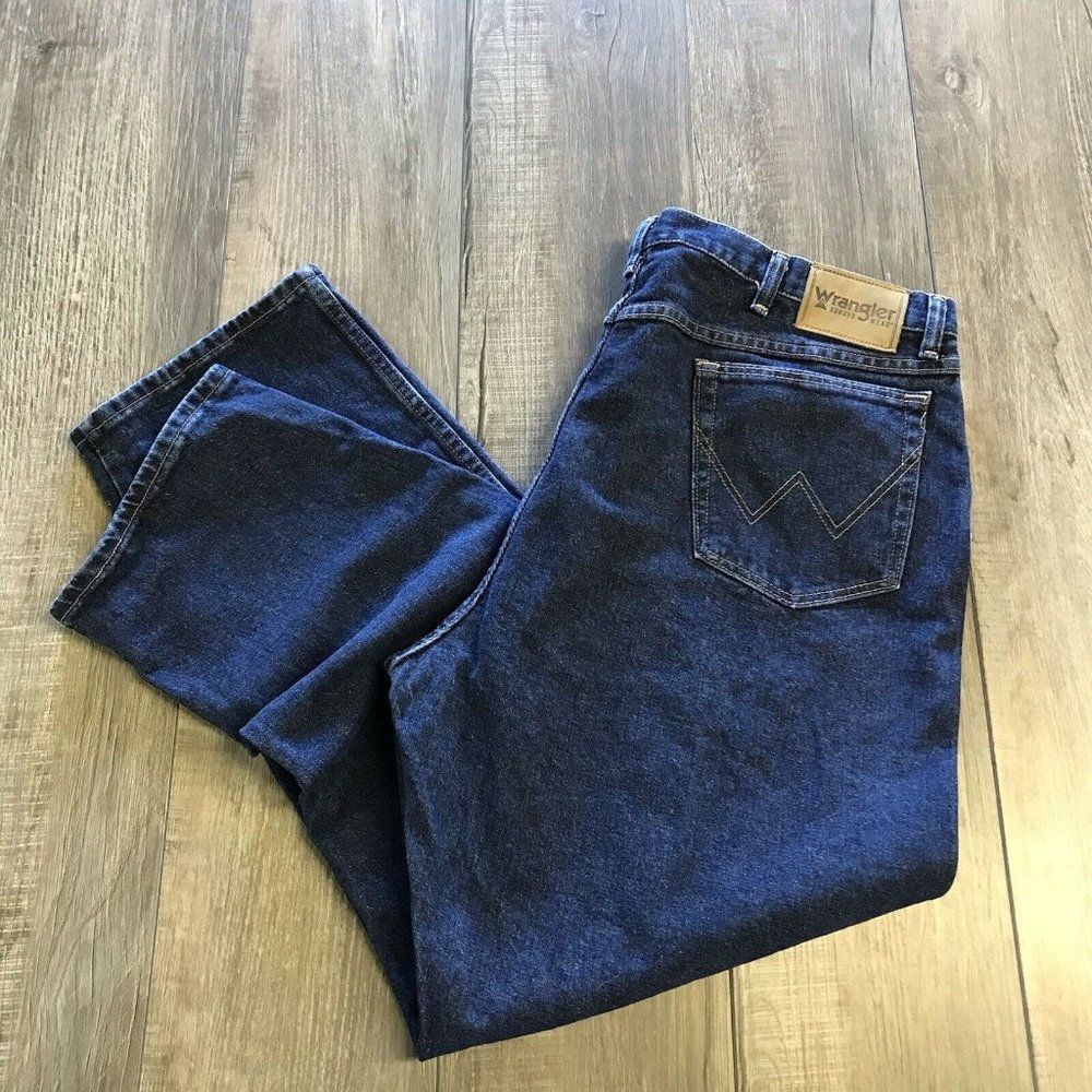 Wrangler Mens Denim Jeans Tapered Leg Dark Blue Heavy Denim Zip Size 42x30